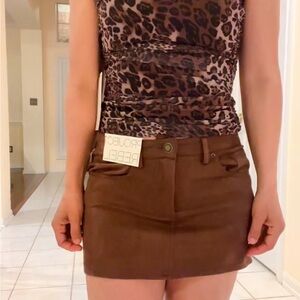 Brown Mini Skirt - Women's